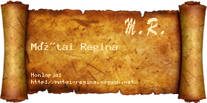 Mátai Regina névjegykártya